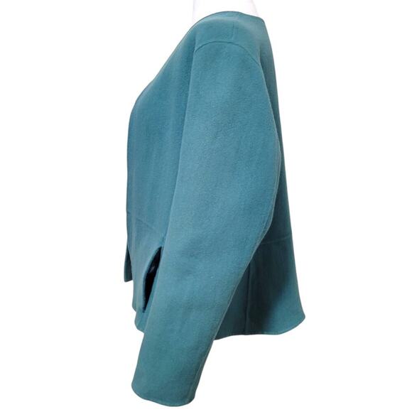 Eileen Fisher Teal Bud Round Neck Jacket, Wool Cashmere Blend, XL, Classic - Picture 3 of 11